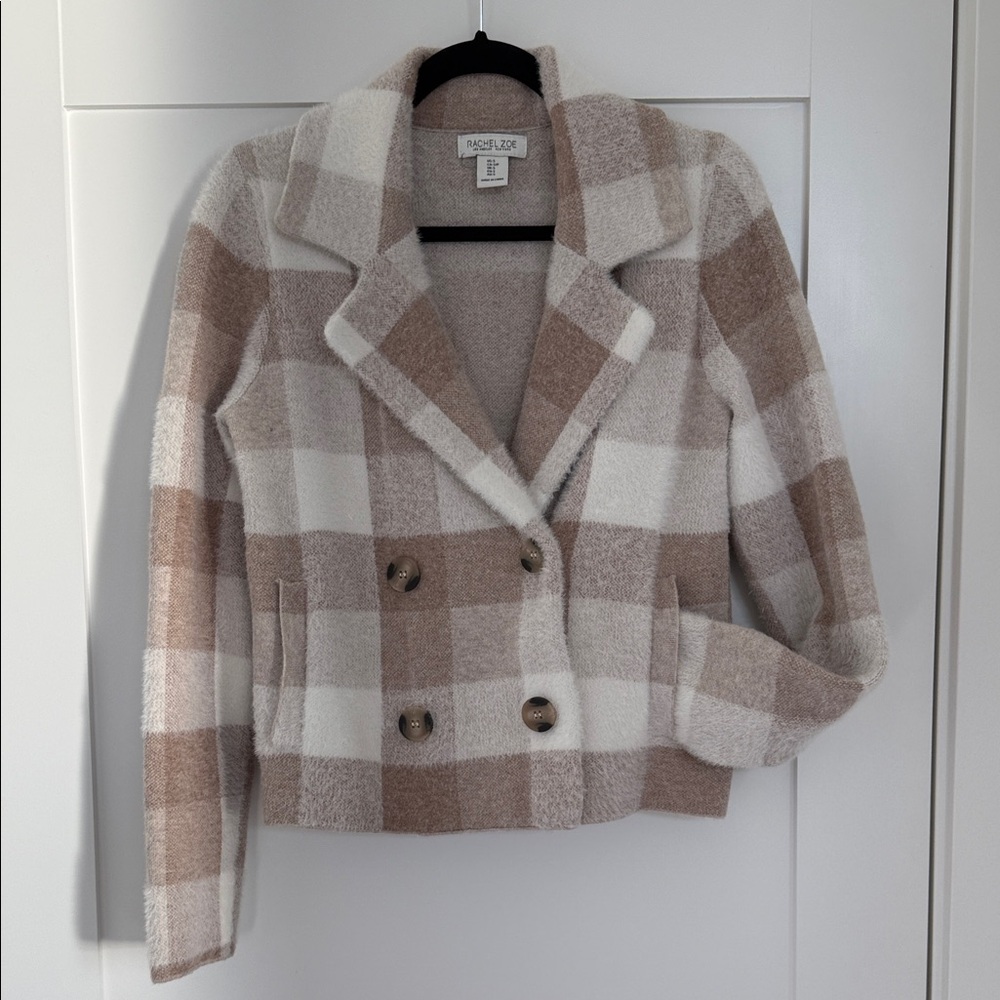 Rachel Zoe Cream and Brown Teddy Jacket